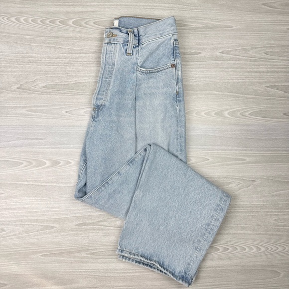 Agolde Fold Waistband Jean Straight Leg Size 26 Cotton Pleated - Picture 8 of 16